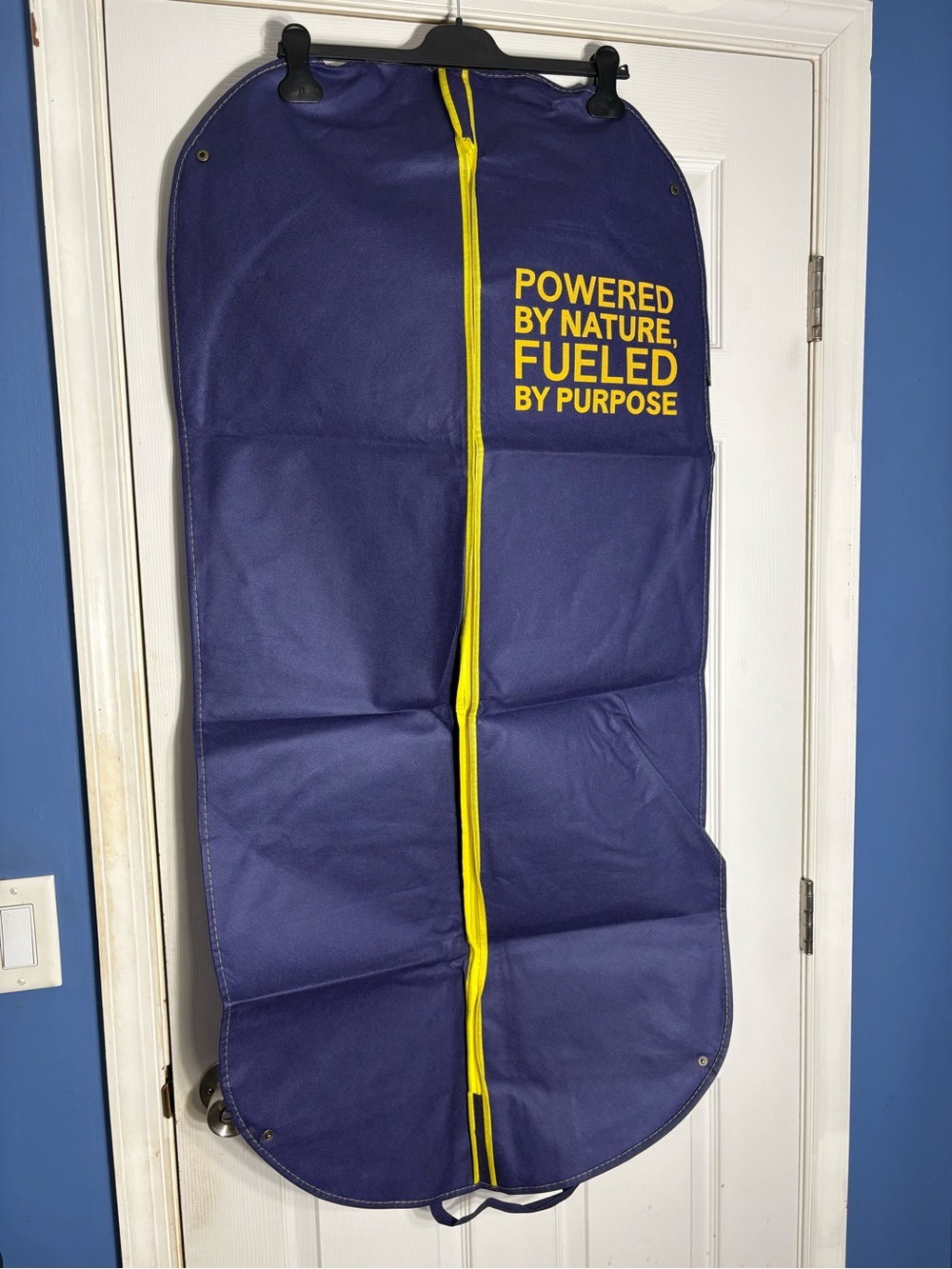 Garment Bag - Navy with Yellow Accents, Powered By Nature Print